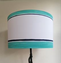 Load image into Gallery viewer, Stripe Mint/Blue Cylinder Lampshade
