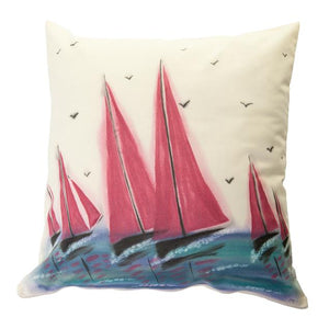 Red Sails Handpainted Cushion