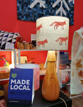 Load image into Gallery viewer, Fox Linocut Cylinder Lampshade
