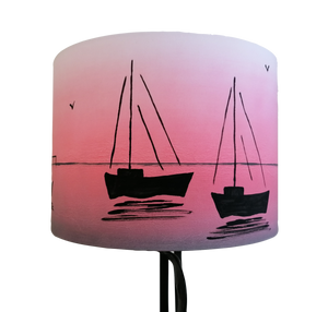 Sunset Boats Cylinder Lampshade