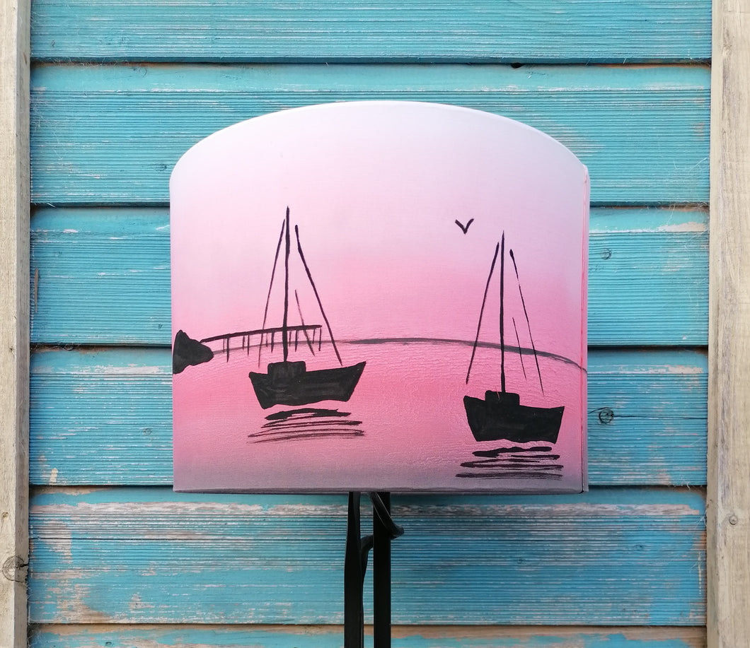 Sunset Boats Cylinder Lampshade