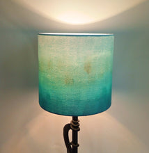 Load image into Gallery viewer, Wash Turq/gold/white Cylinder Lampshade

