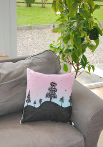 Tree Silhouette Handpainted Cushion